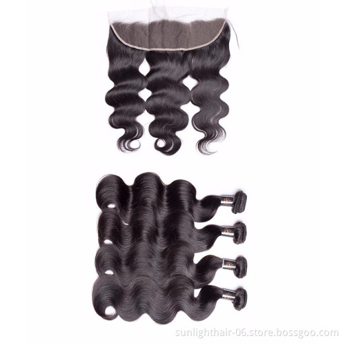 Sunlight Remy Human Hair 13X4 lace frontal straight hair body wave hair closure 4x4 lace frontal